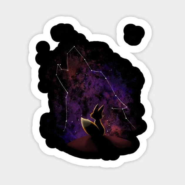 Dream Big - Cute Fox Stars - Space Galaxy Howl Sticker by BlancaVidal